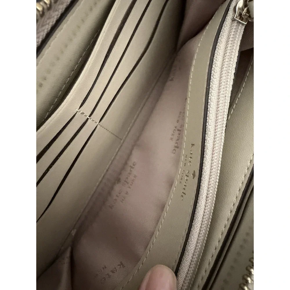 Kate Spade Large Leila Continental Wallet Warm Beige Leather Colorblock Classic